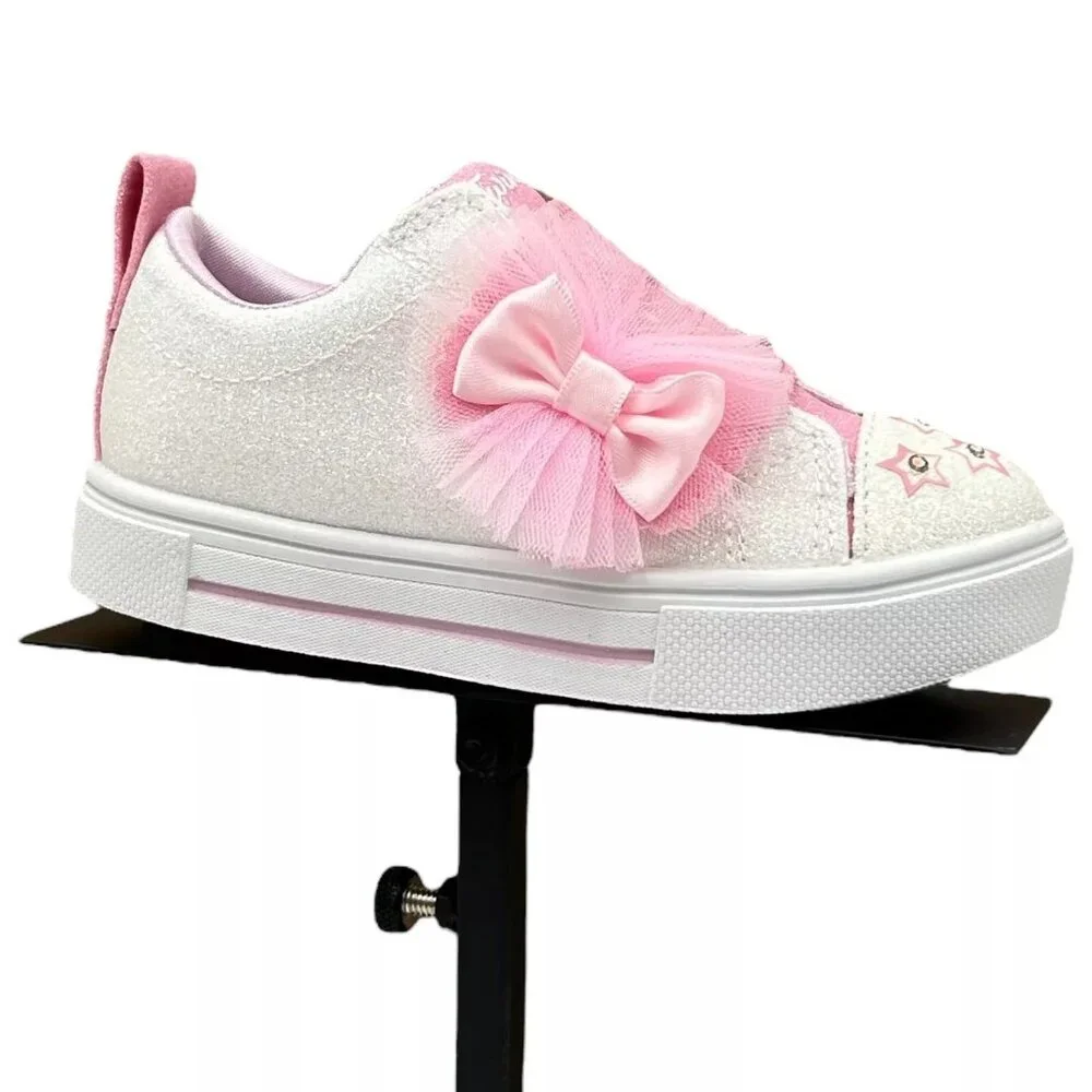 Skechers Toddler Girl's Twinkle Toes Slip-on Sneakers‎ Size 9 White/Pink Glitter